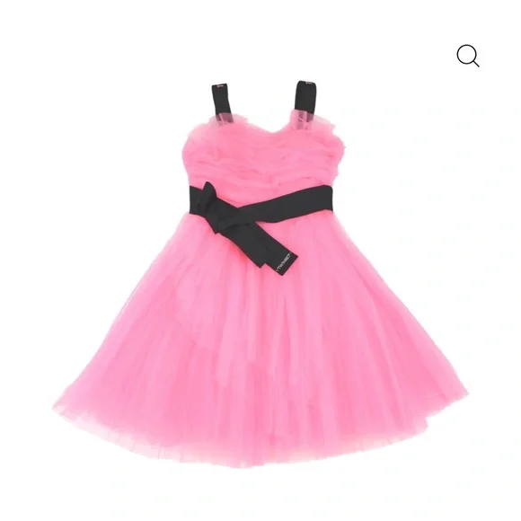 Twin-Set Pink Tulle Dress with Black Bow by designer Twinset